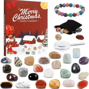 Adventskalender 2024 Kinder mit 24 Kristall Edelstein
