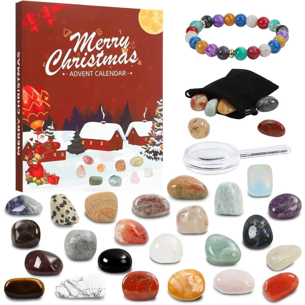 Adventskalender 2024 Kinder mit 24 Kristall Edelstein