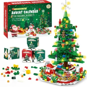 Adventskalender 2024 Kinder Weihnachtsbaum Bausteine LED 701
