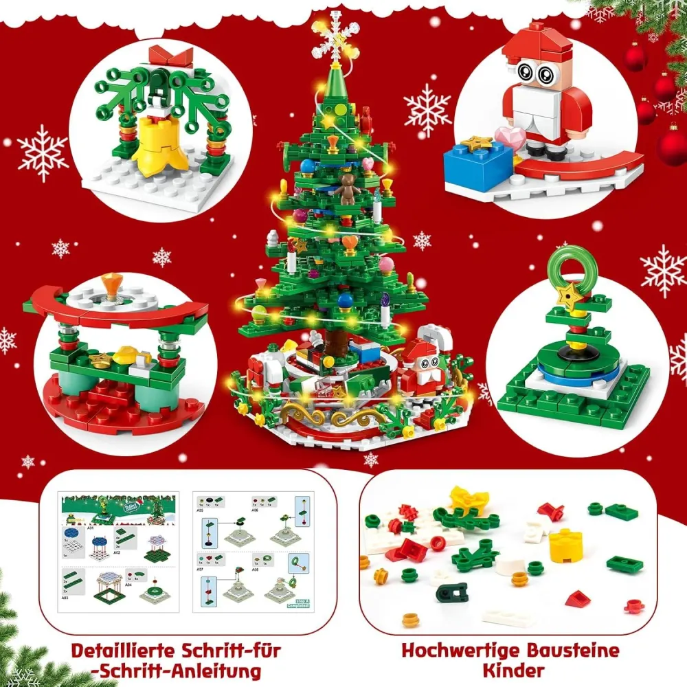 Adventskalender 2024 Kinder Weihnachtsbaum Bausteine LED 701