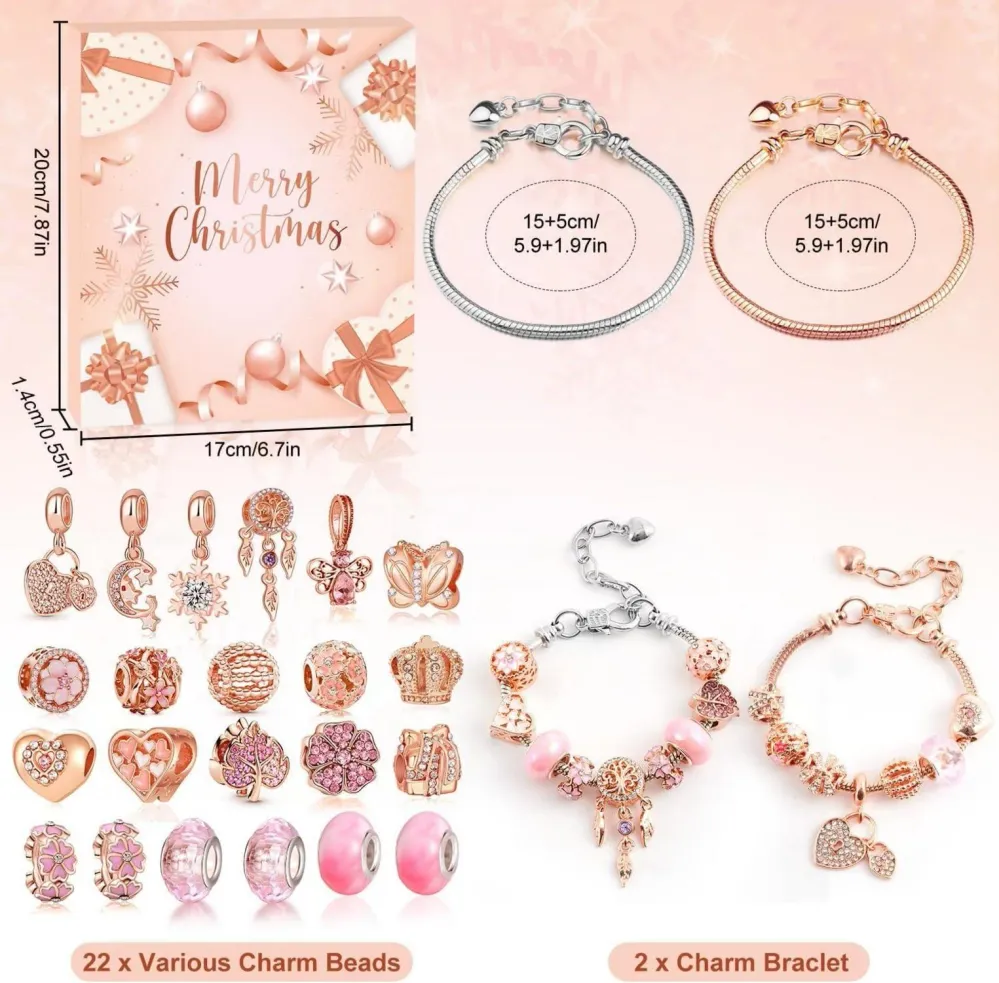 Adventskalender 2024 Mädchen Frauen rosa gold glamouroeses