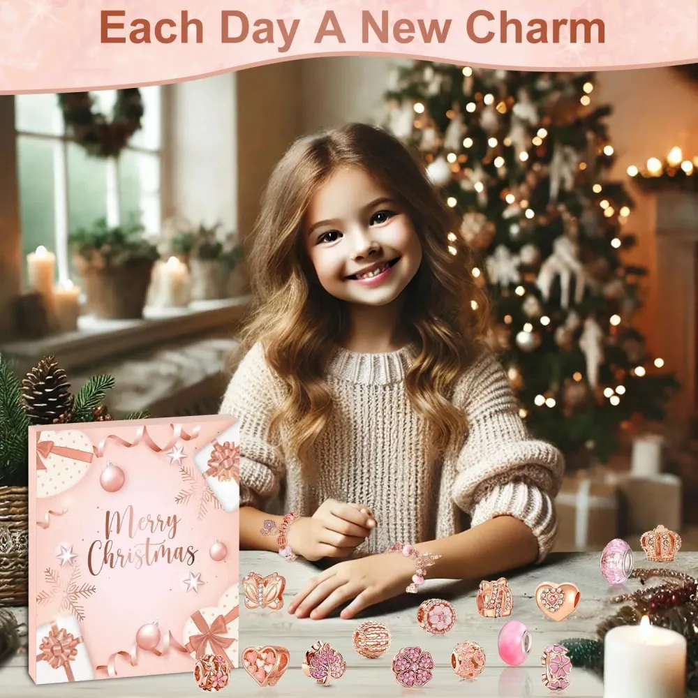 Adventskalender 2024 Mädchen Frauen rosa gold glamouroeses