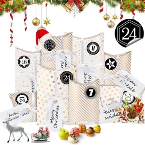 Adventskalender Box Kraftpapier 24STK DIY Weihnachtskalender
