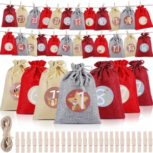 Adventskalender Groß 24 Jute Säckchen Weihnachten Basteln