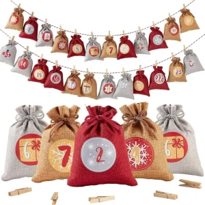Adventskalender Jutesäckchen zum Befüllen 24er Set für