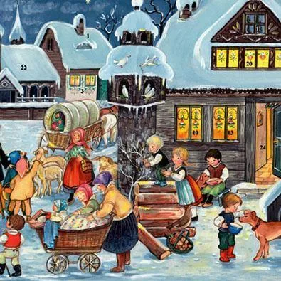Adventskalender Klappkarte - Weihnachten auf dem Lande