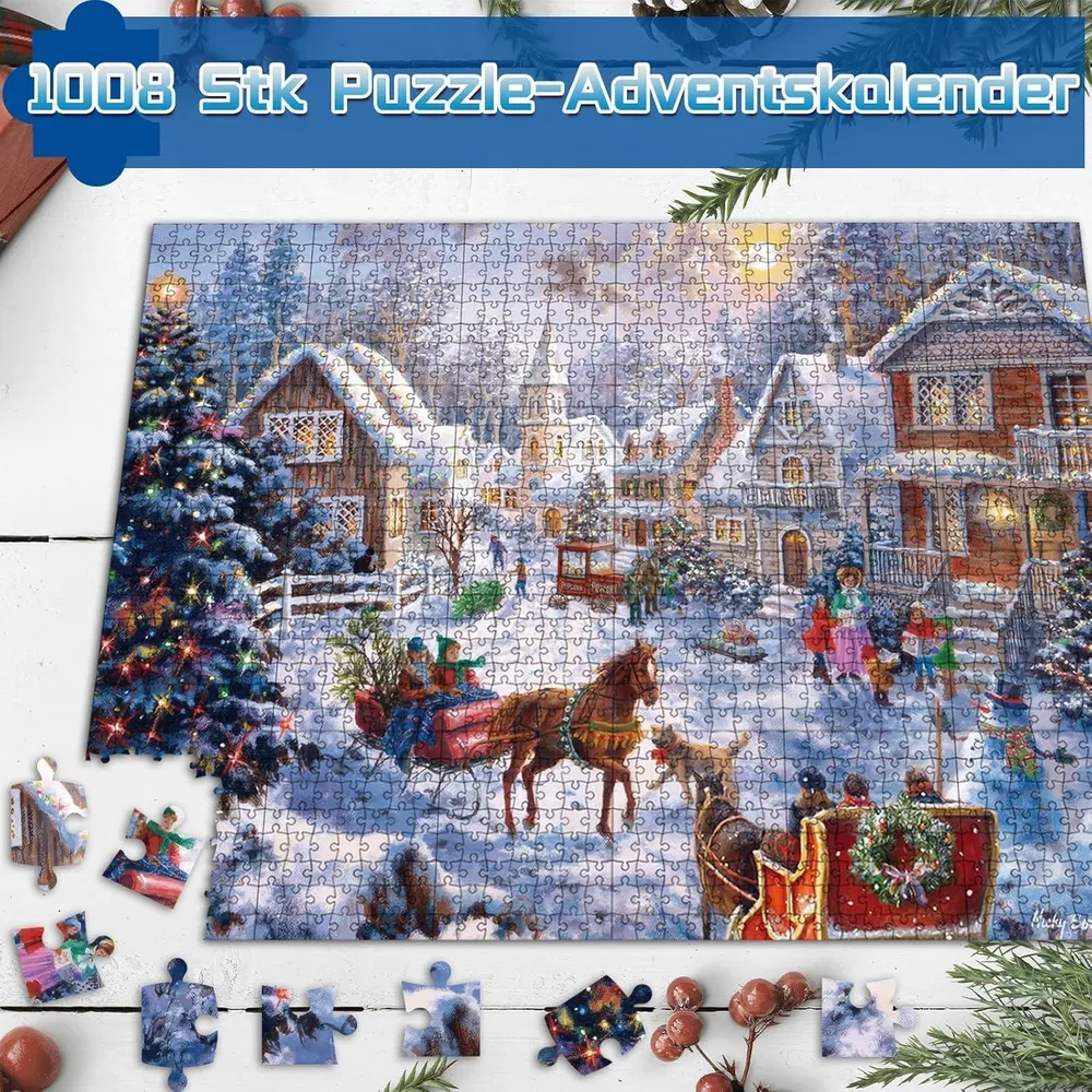Adventskalender Puzzle 2024 Weihnachts Jigsaw 1008 Teile