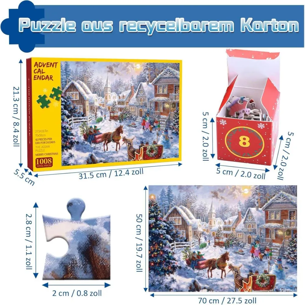 Adventskalender Puzzle 2024 Weihnachts Jigsaw 1008 Teile