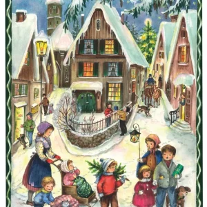 A4 Adventskalender Weihnachten im Dorf