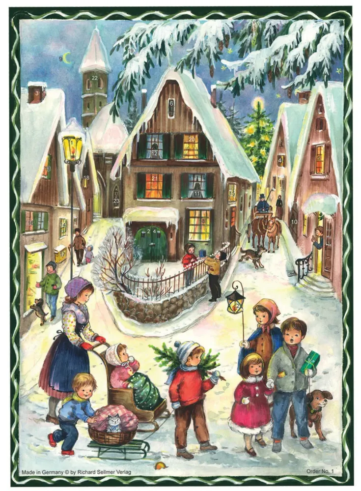 A4 Adventskalender Weihnachten im Dorf