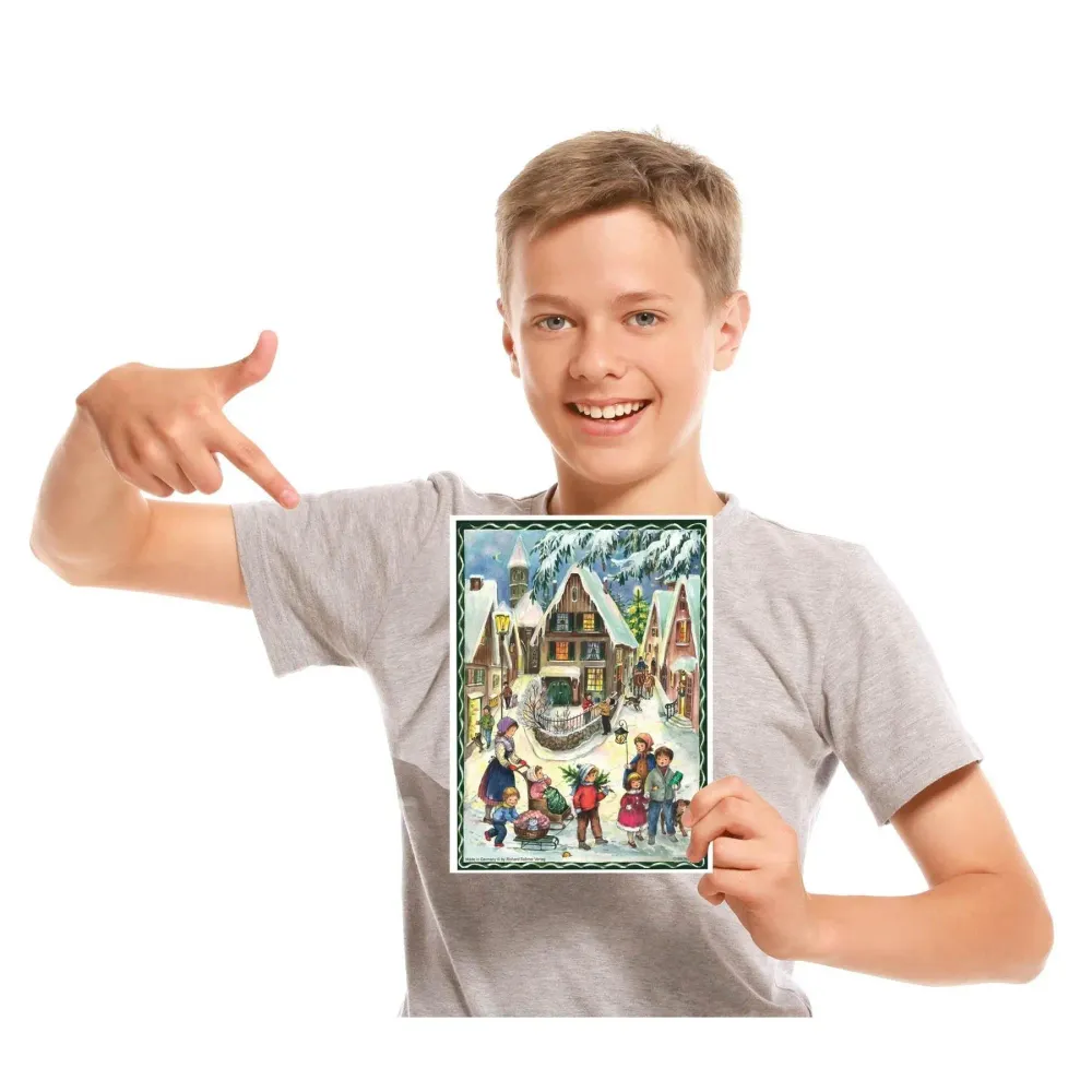 A4 Adventskalender Weihnachten im Dorf
