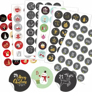 24 Adventskalender Zahlen Aufkleber 40mm - Runde