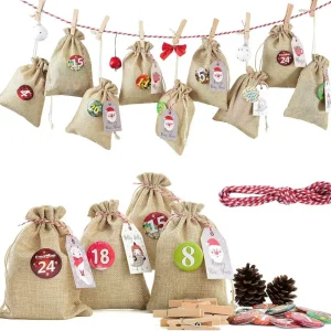 Adventskalender zum Befüllen 24 Jutesäckchen 2023