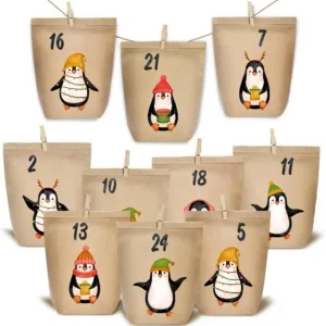 Adventskalender zum Befüllen mit Pinguin-Motiv, 24
