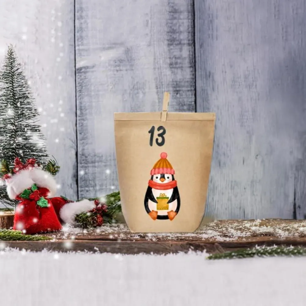 Adventskalender zum Befüllen mit Pinguin-Motiv, 24