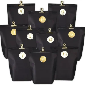 Adventskalender zum Befüllen 24 Papiertüten Schwarz Golden