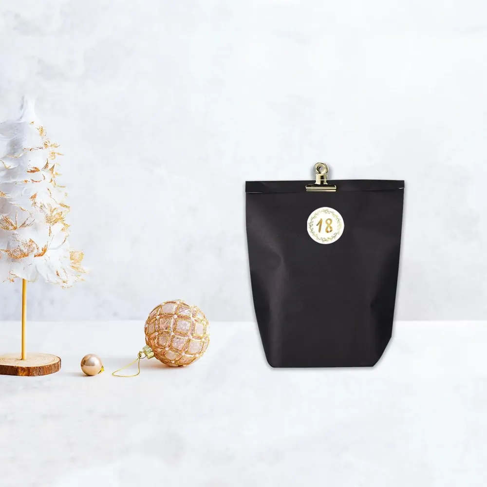 Adventskalender zum Befüllen 24 Papiertüten Schwarz Golden