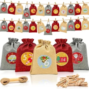 Adventskalender zum Befüllen 24 Stoffbeutel