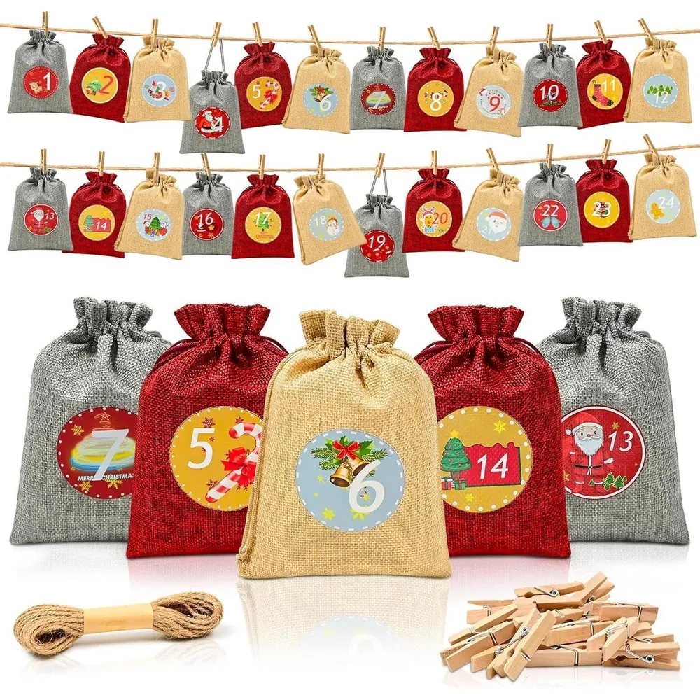 Adventskalender zum Befüllen 24 Stoffbeutel