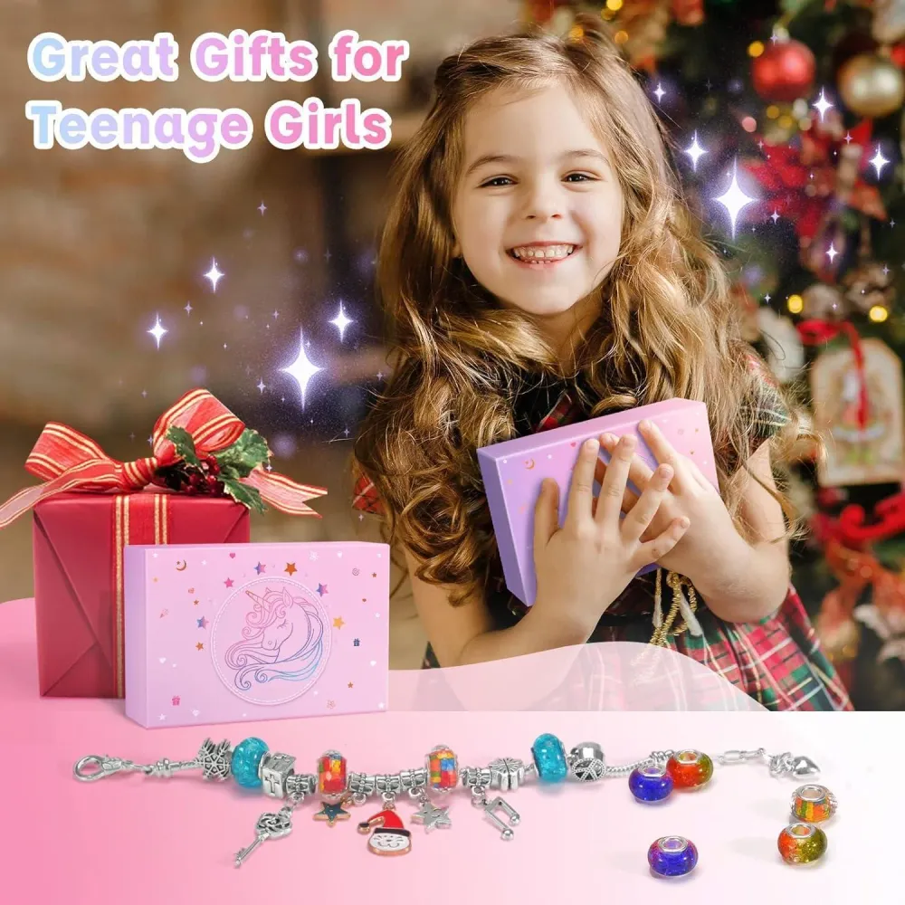 BIIB Mädchen Adventskalender Schmuck Bastelset Einhorn 5-12