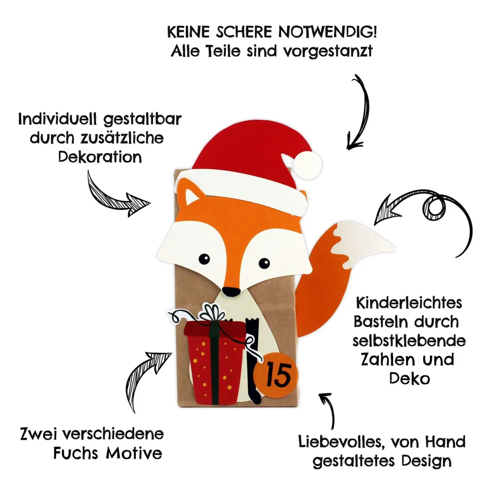 DIY Füchse Adventskalender Papierdrachen