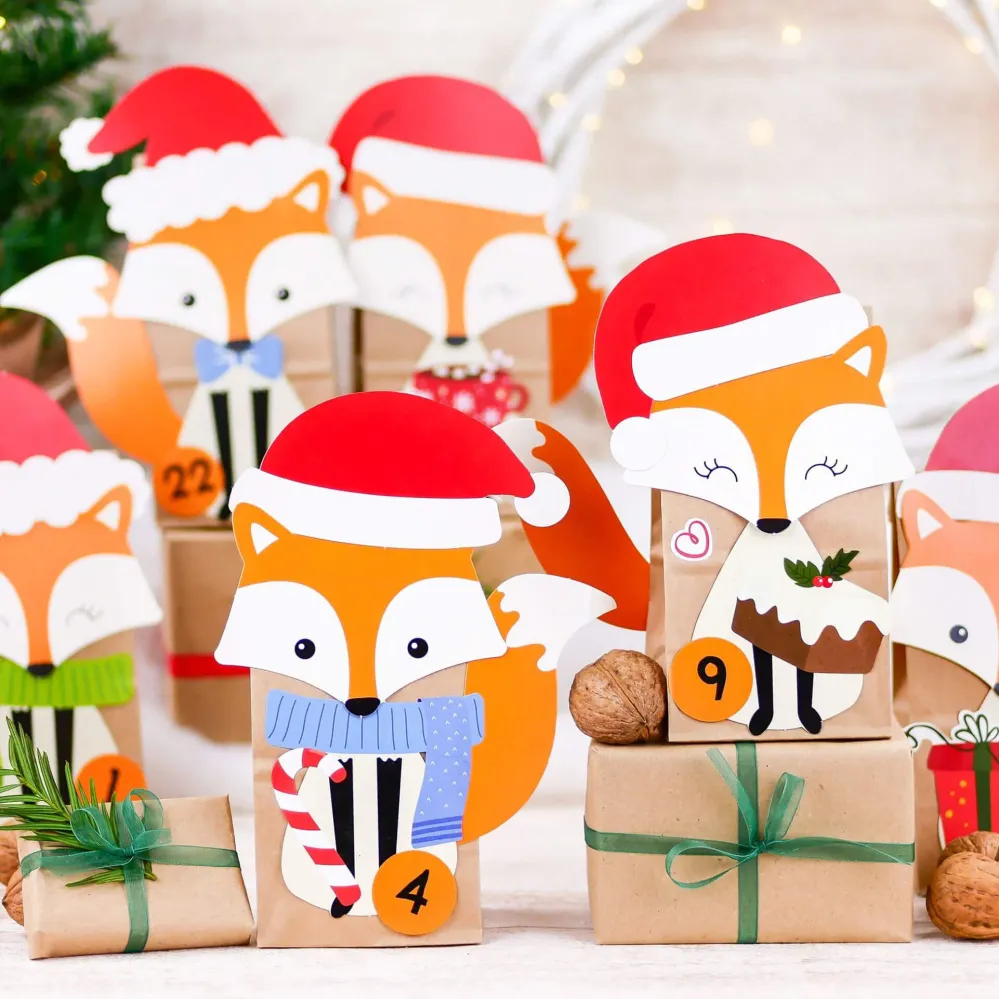 DIY Füchse Adventskalender Papierdrachen