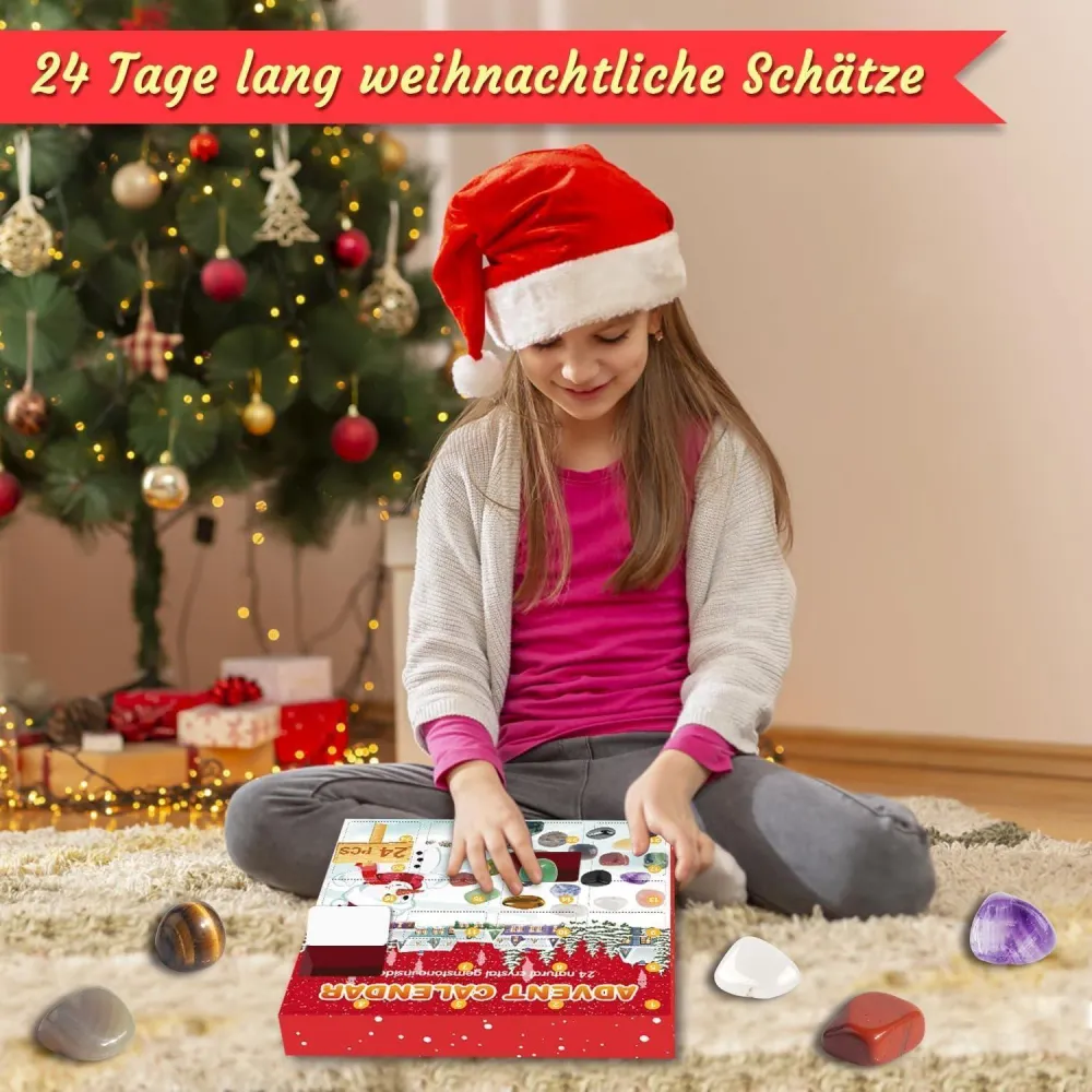 Edelstein Adventskalender 2024 für Kinder mit 24 Natürlichen