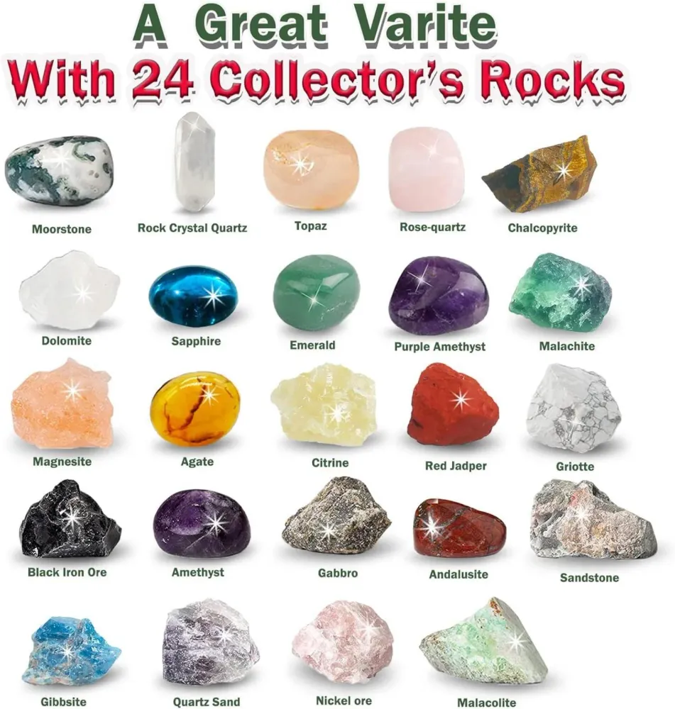 Kristalle Adventskalender 2024 Kinder Geologie Geschenk 24