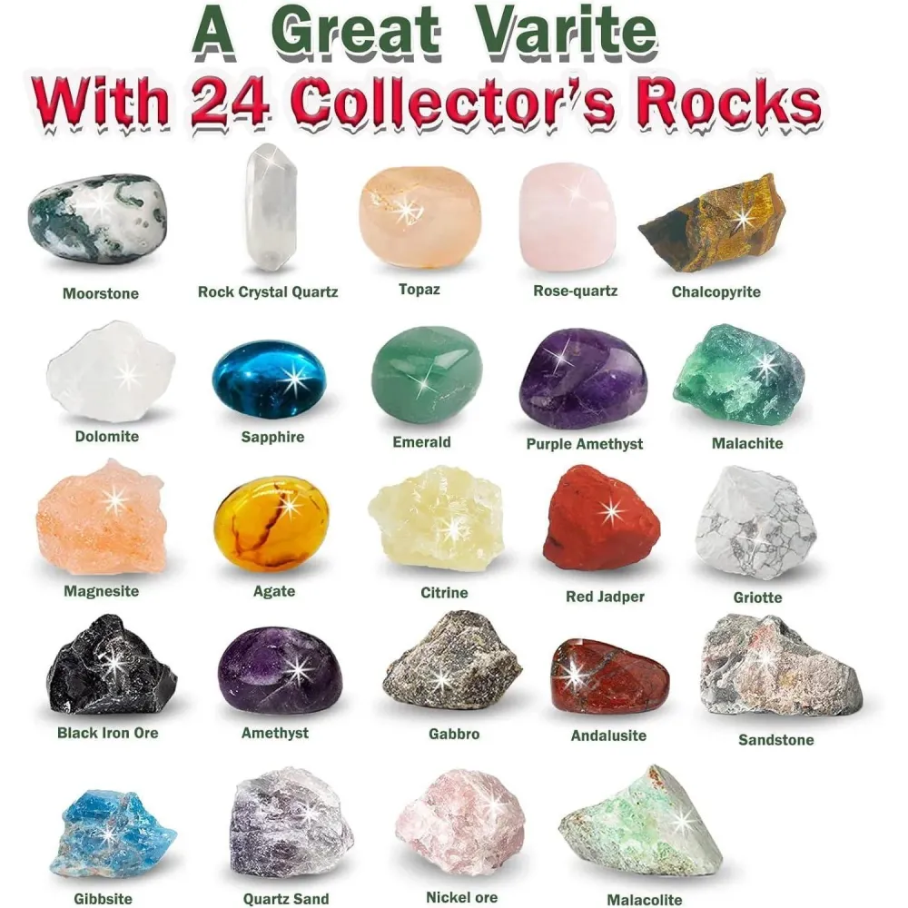 Kristalle Adventskalender 2024 Kinder Geologie Geschenk 24