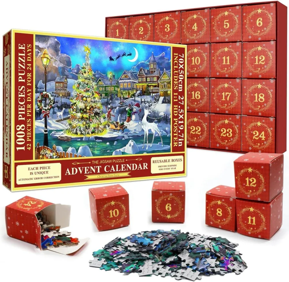 Puzzle Adventskalender 2024 Weihnachts-Schnee 1008 Teile