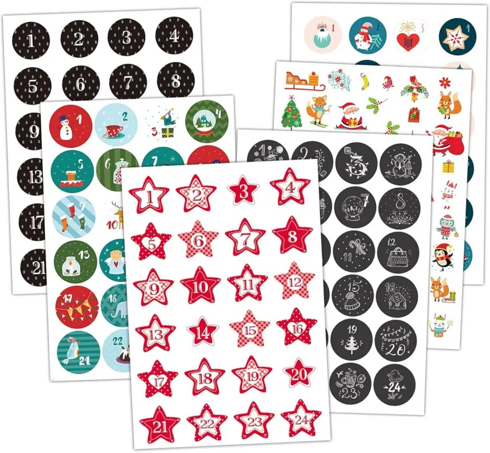 Selbstklebende Adventskalender Zahlen Aufkleber 4 cm 24
