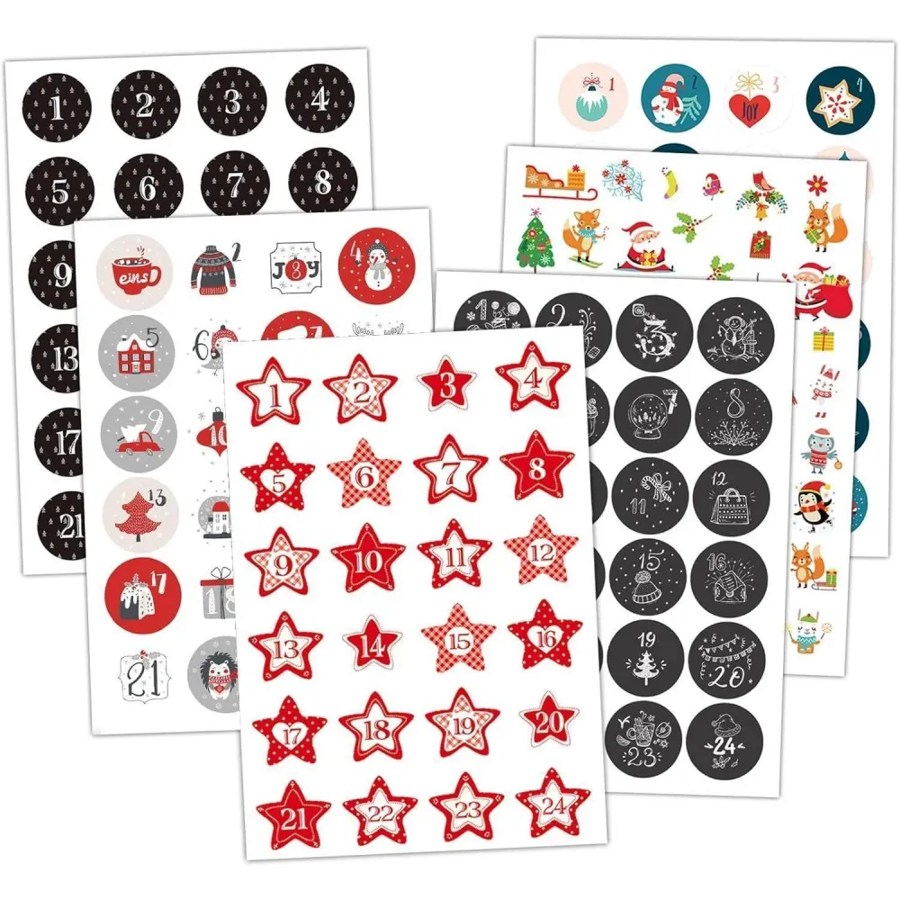 Selbstklebende Adventskalender Zahlen Aufkleber 4 cm 24