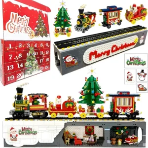TZEKING Adventskalender Zug Bauklötze Set Weihnachten