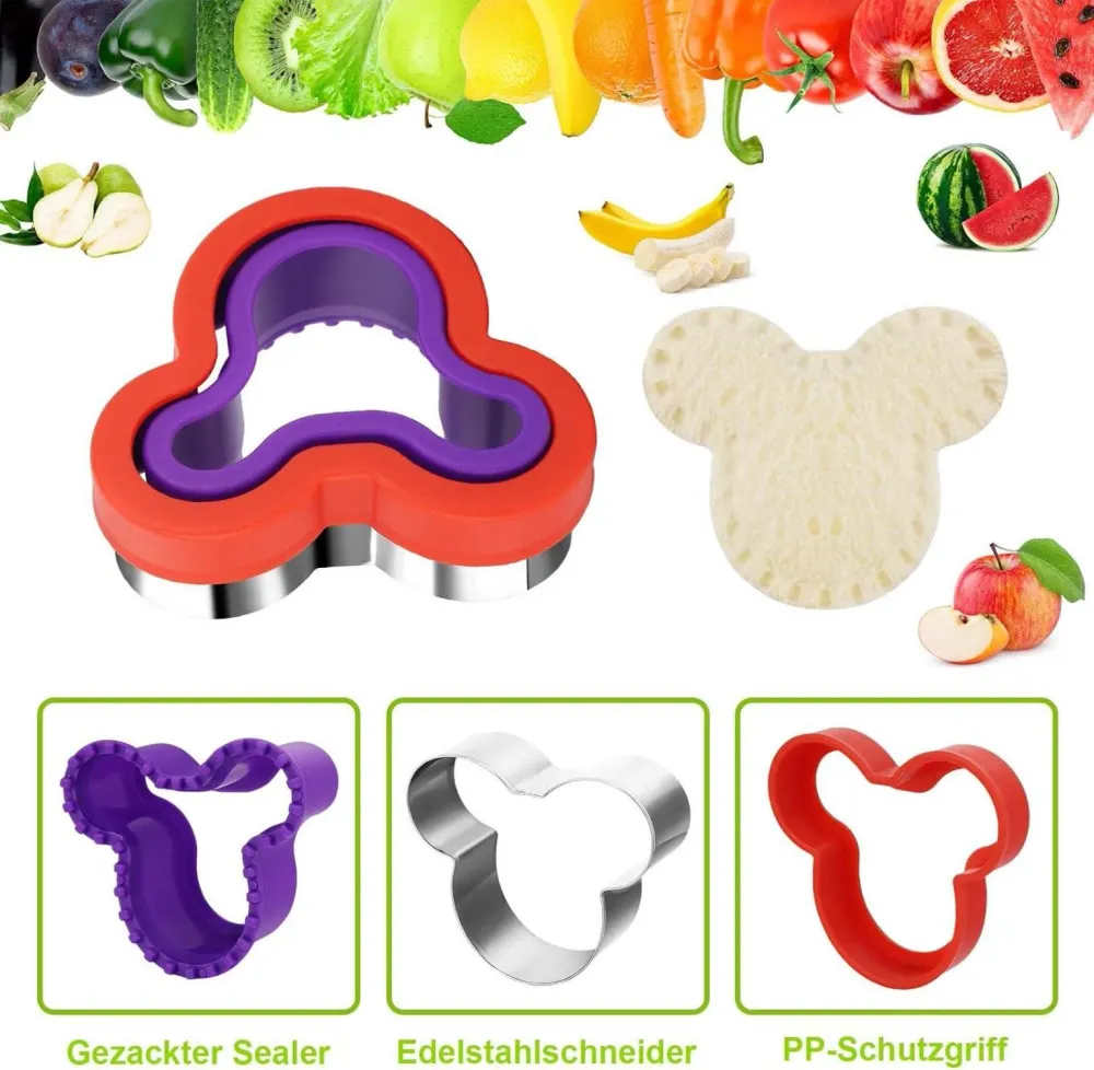 Ausstechformen Set für Kinder Obst Gemüse Sandwich Edelstahl