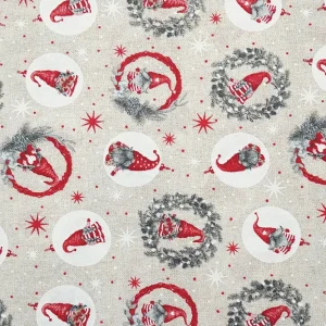 Dekostoff Leinenoptik Wichtel weihnachtlich