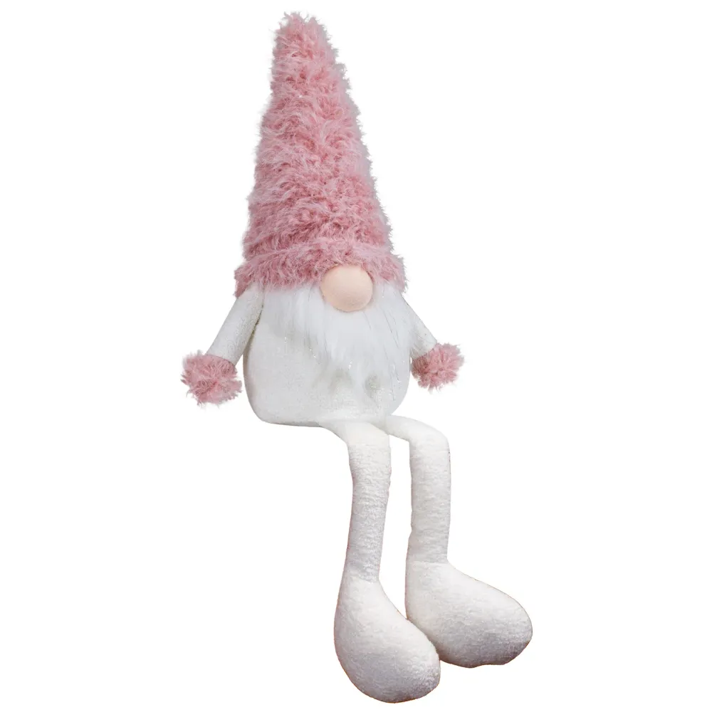 Wichtel Kantenhocker mit Zottelmütze - rosa - ca 45 cm