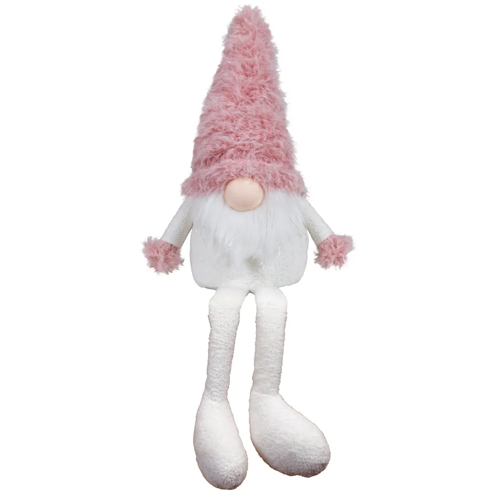 Wichtel Kantenhocker mit Zottelmütze - rosa - ca 45 cm