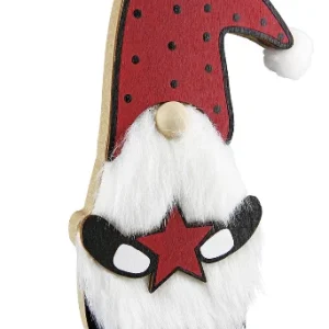 Wichtel mit roter Mütze & Stern – Weihnachtsdeko aus MDF & Filz