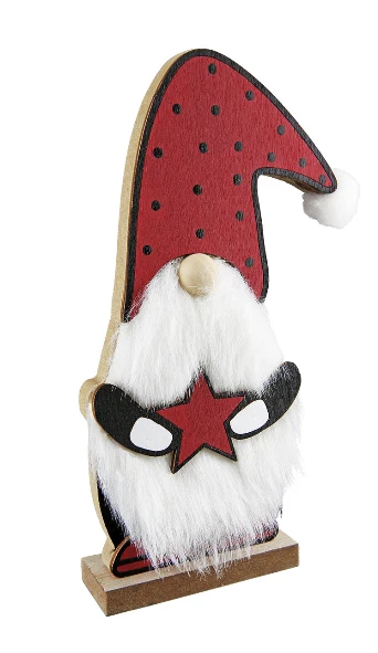 Wichtel mit roter Mütze & Stern – Weihnachtsdeko aus MDF & Filz