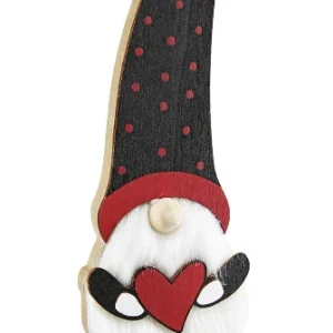 Wichtel mit schwarzer Mütze & Herz – Weihnachtsdeko aus MDF & Filz