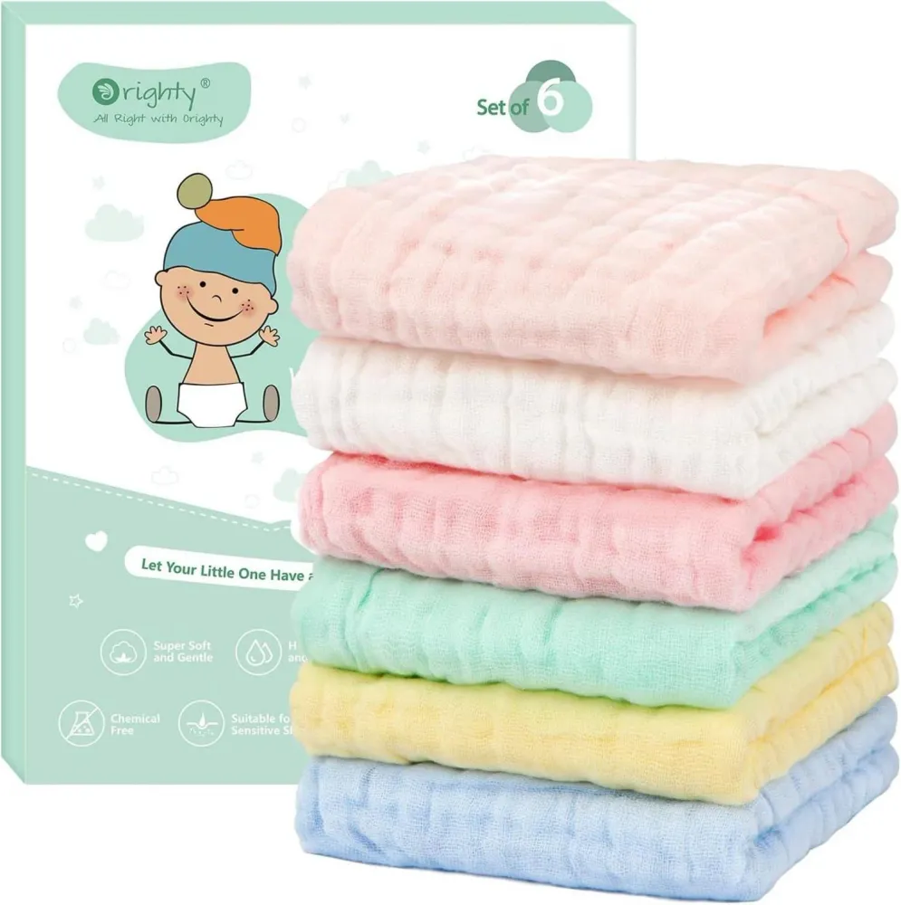 Orighty Muslin Baby Waschlappen 6er-Pack