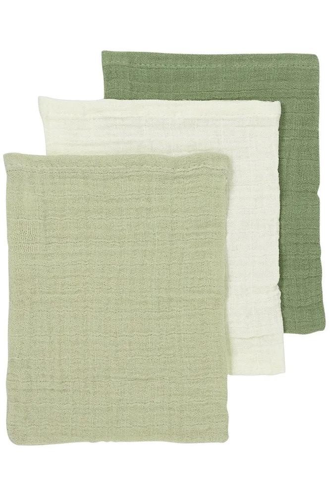 Meyco Waschlappen Natural/Soft Olive/Olive Green 20X17Cm 3pcs