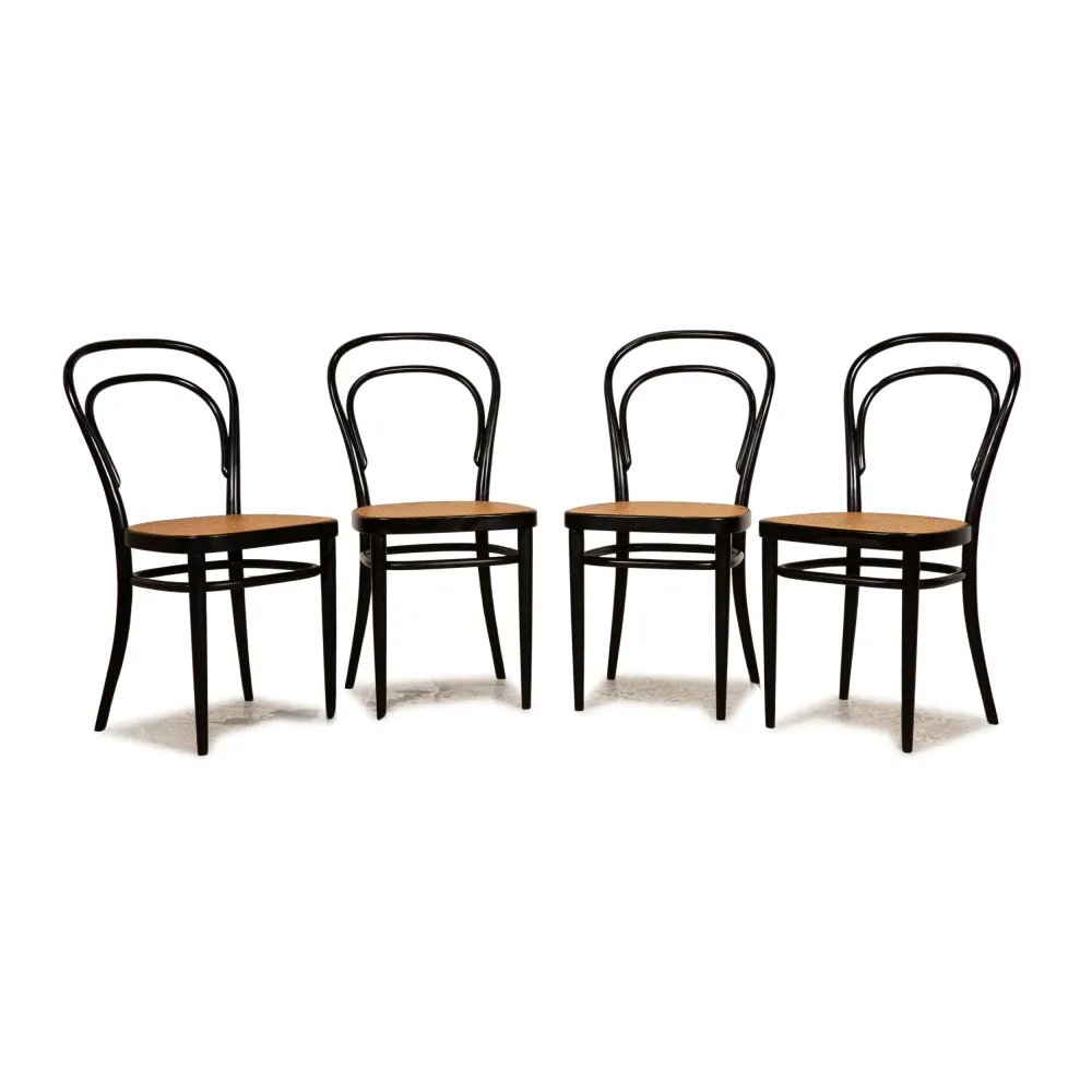 4er Garnitur Thonet 214 Holz Stuhl Schwarz Bugholzstühle Kaffeehaus