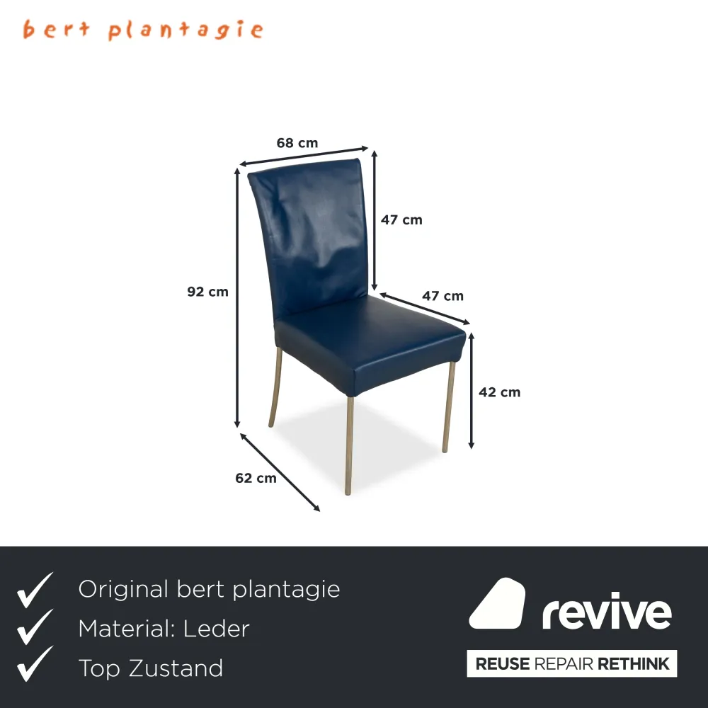 6er Garnitur bert plantagie Leder Stuhl Blau Dunkelblau Marineblau Esszimmer
