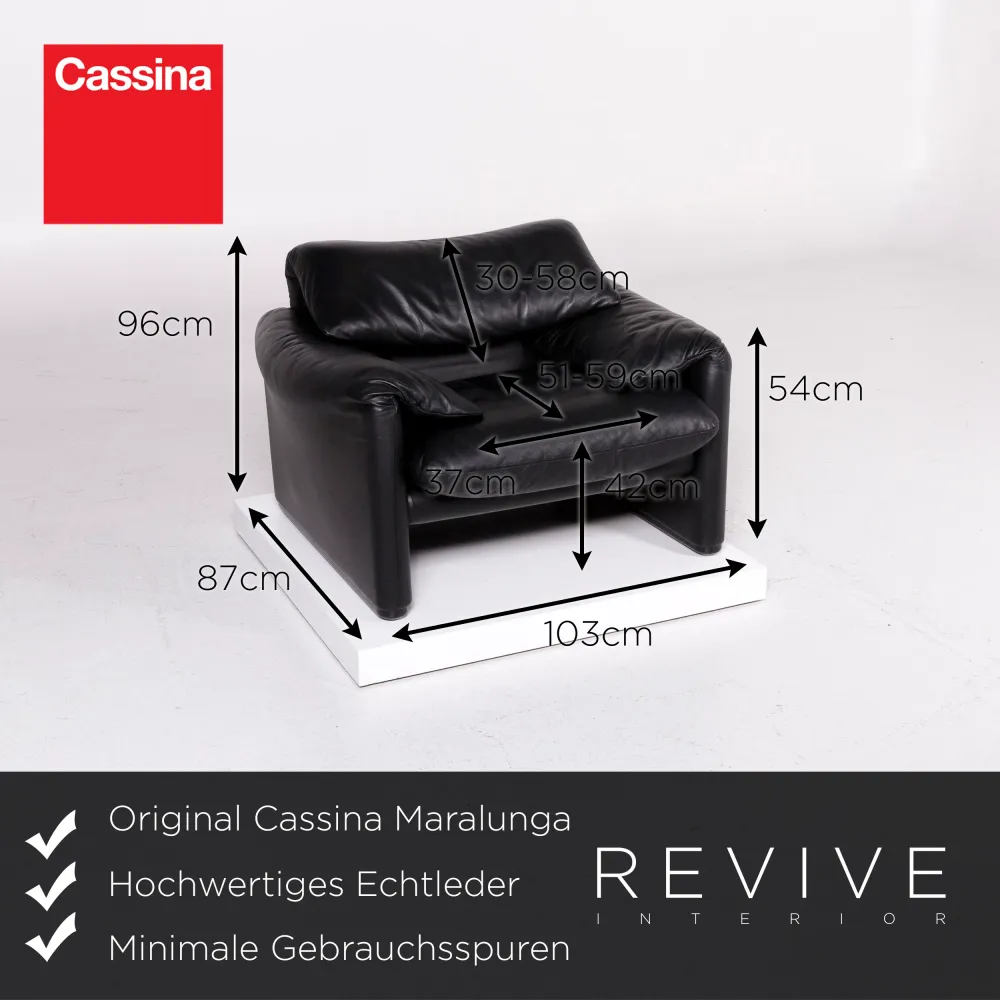 Cassina Maralunga Leder Sofa Garnitur Schwarz 2x Zweisitzer 1x Sessel #11504