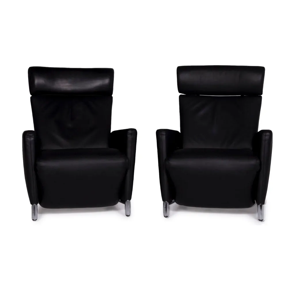 Cor Bico Leder Sessel Garnitur Schwarz inkl. Relax-Funktion #10855