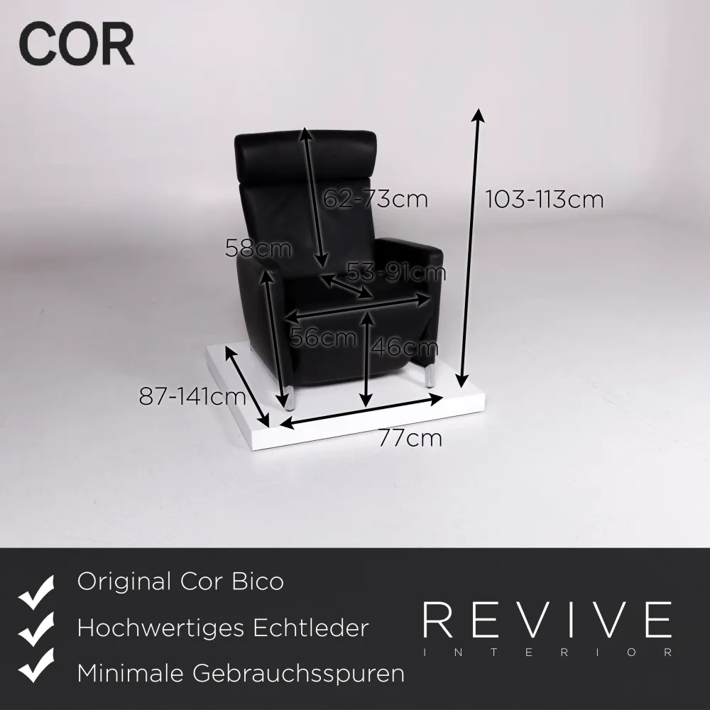 Cor Bico Leder Sessel Garnitur Schwarz inkl. Relax-Funktion #10855