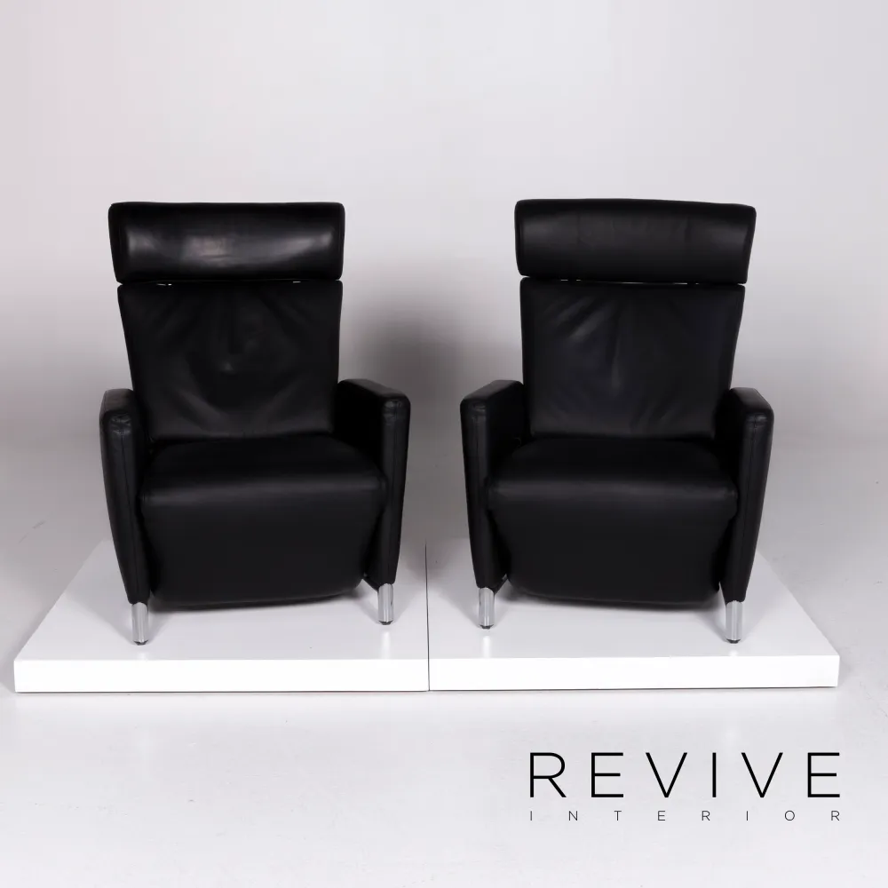 Cor Bico Leder Sessel Garnitur Schwarz inkl. Relax-Funktion #10855