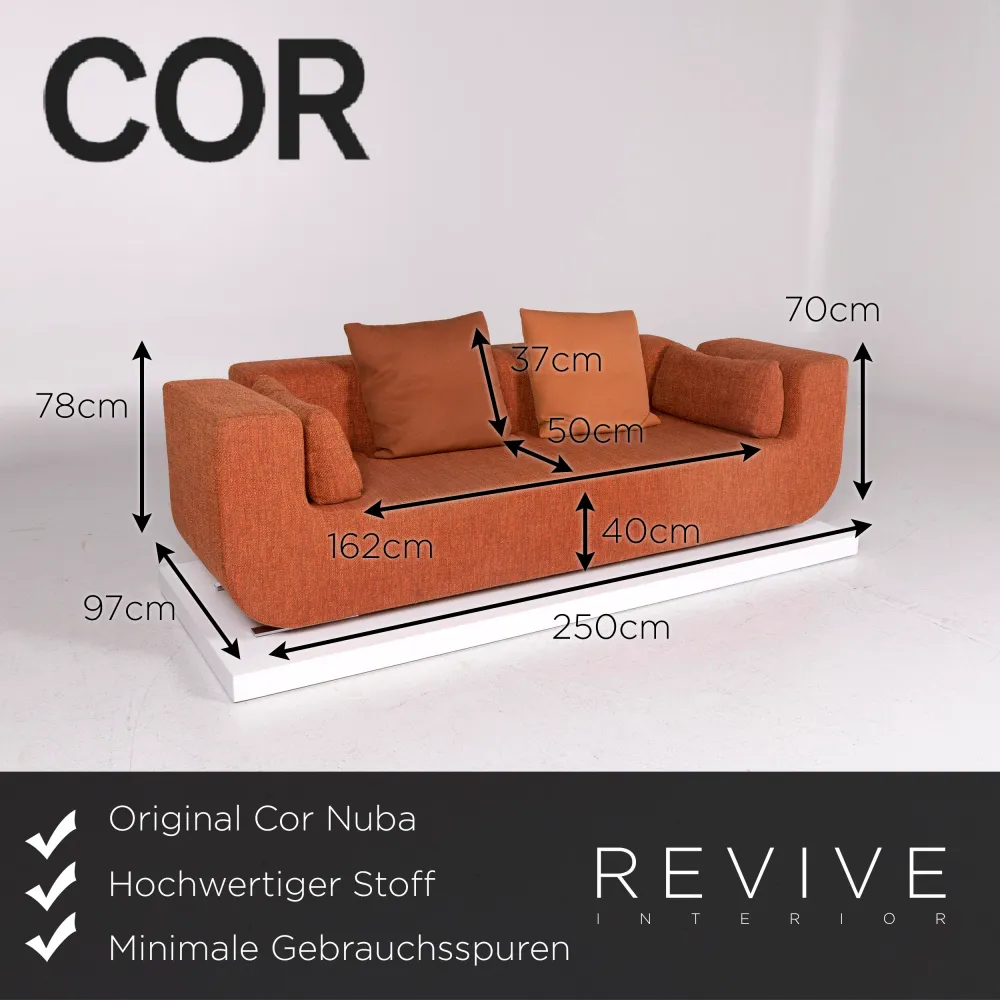 Cor Nuba Orange Stoff Sofa Garnitur 1x Dreisitzer 1x Hocker #12156