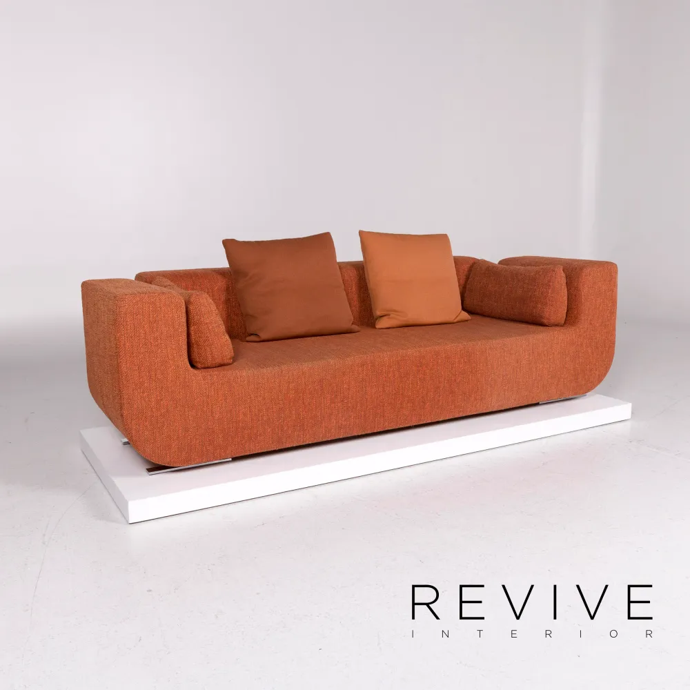 Cor Nuba Orange Stoff Sofa Garnitur 1x Dreisitzer 1x Hocker #12156